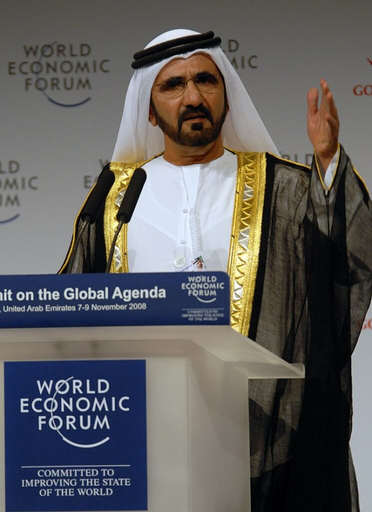 His Highness Sheikh Mohammed bin Rashid Al Maktoum, Vice President and Prime Minister of the UAE and Ruler of Dubai, at the Summit on the Global Agenda. Most visited destination.